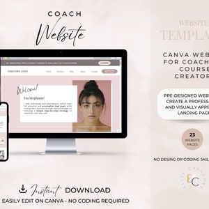 Canva Website for Coaches | Canva Website for Course Creators | Life Coach Landing Page | Canva Website Template |Rosie Website Template