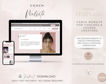 Canva Website Template for Coaches: Customizable Canva Landing Page