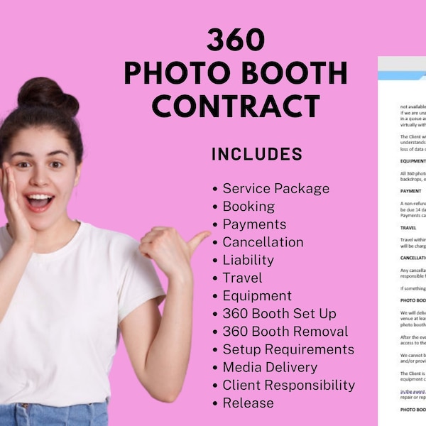 360 Photo booth Contract, 360 booth contract, Template, 360 Video Booth Contract, 360 Photo Booth Rental, Template Terms, Instant Download