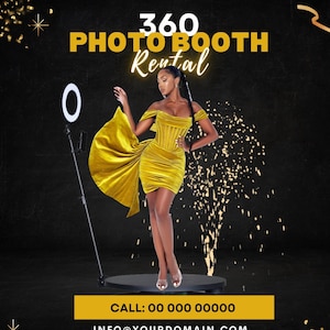 360 photo booth flyer, 360 photobooth flyer, 360 video booth flyer, 360 booth flyer, 360 spin video flyer template, motion, animated, DIY