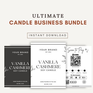 Ultimate Candle Business Bundle, Editable Canva Template Scan to Pay, Care Instruction, Price List, Order Form, Candle Labels, Loyalty Cards