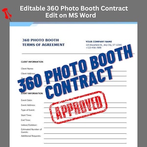 360 Photo Booth Video Booth Contract Template Professional Editable Rental Agreement Terms & Conditions Disclaimer Client Form Download
