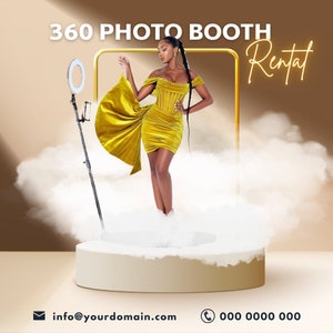 360 photo booth flyer, 360 booth rental, 360 video booth, 360 photobooth flyer, 36 Editable Flyer, DIY Canva Template, 360 Spinner flyer