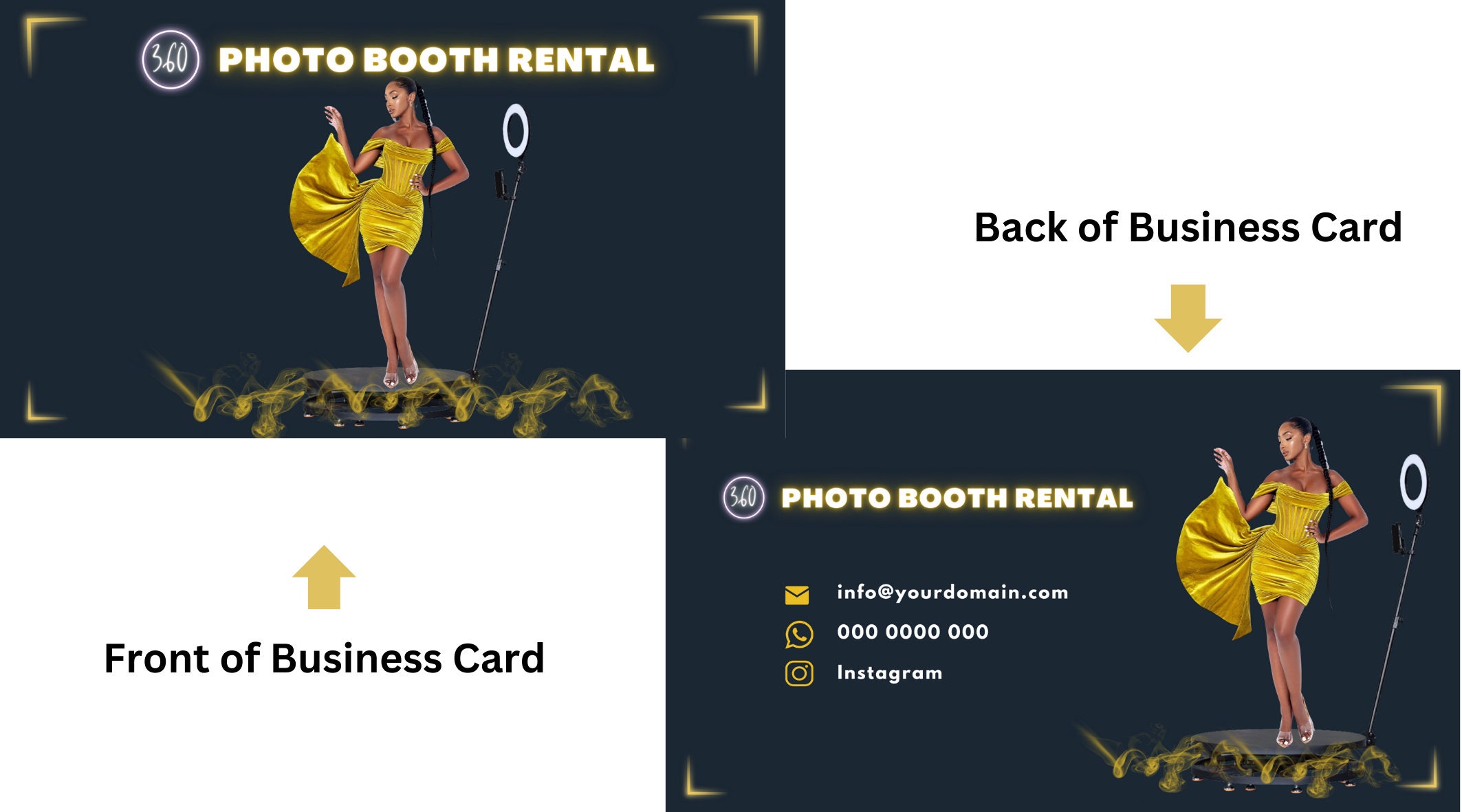 360 Photo Booth Business Card Template Editable, 360 Video Booth