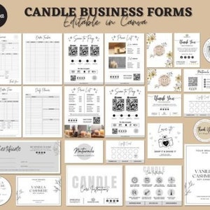 Candle Business Bundle I Editable Canva Template, Invoice Template, Order Form, Candle Labels, Scan to Pay, Care Instruction I Price List