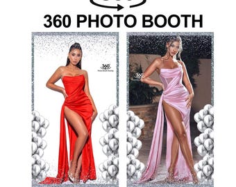 Superposición para fotomatón Silver 360: Cumpleaños, Bodas, Glam360 (Descarga digital, Plantilla Canva)