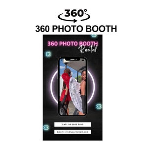 Animated Motion 360 photo booth flyer, 360 photobooth video flyer, 360 video booth motion flyer, 360 booth, 360 booth rental flyer, CANVA