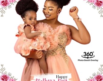 Mothers Day 360 Photo Booth Overlay Template, 360 Photobooth Overlay, 360 Spin Video Booth Overlay, 360 Boho Overlay, Floral, Touchpix Canva