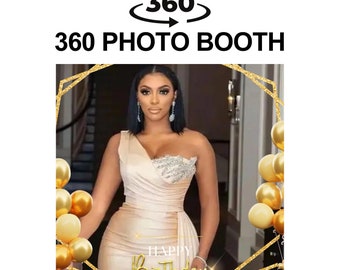 360 Photo Booth Overlay, 360 Photobooth Overlay, Birthday BDay 360 Booth Overlay, Gold 360 Spin Video Booth Overlay, DIY Canva Template