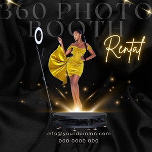 360 photo booth flyer, 360 photobooth flyer, 360 flyer template, 360 spin video booth flyer, 360 booth rental, Editable DIY Canva Template
