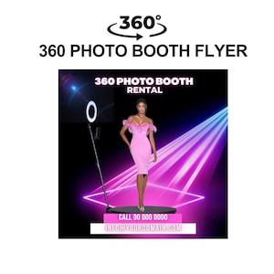360 photo booth, 360 photo booth flyer, 360 video booth, DIY downloadable Canva template, 360 photobooth, 360 photo booth Instagram flyer