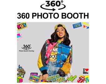 90s Theme Party Birthday 360 video booth overlay Touchpix overlay Bday Photo booth 360 Rotating video Slow motion overlay Slomo Spin Video