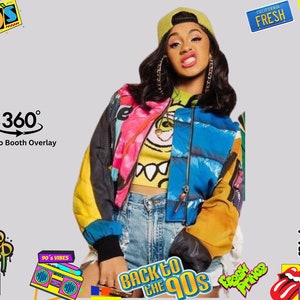 90s Theme 360 Video Booth Overlay: Retro Party Template (Digitaler Download, PNG/PDF Dateien)