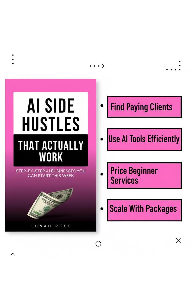 ai side hustles ebook, ai side hustle guide, how to make money with ai, work from home, stay at home mom income, ai business ideas, online income guide, side hustle ideas that actually work, ai for beginners guide, earn money online pdf, remote work ideas, passive income guide, ai services, use chatgpt to make money, online business for beginners, realistic side hustles, business ideas using ai, work from home guide, start online business, digital download, ebook, how to make money with chatgpt