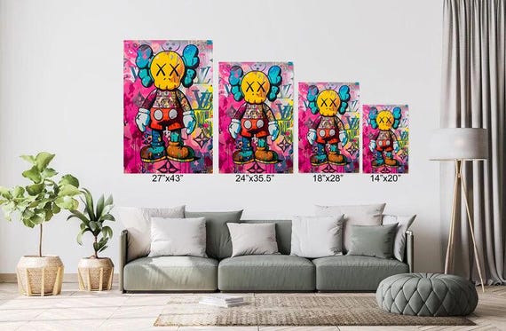 Kaws Figure Wall Art , Tempered Glass Wall Art Home , Glass