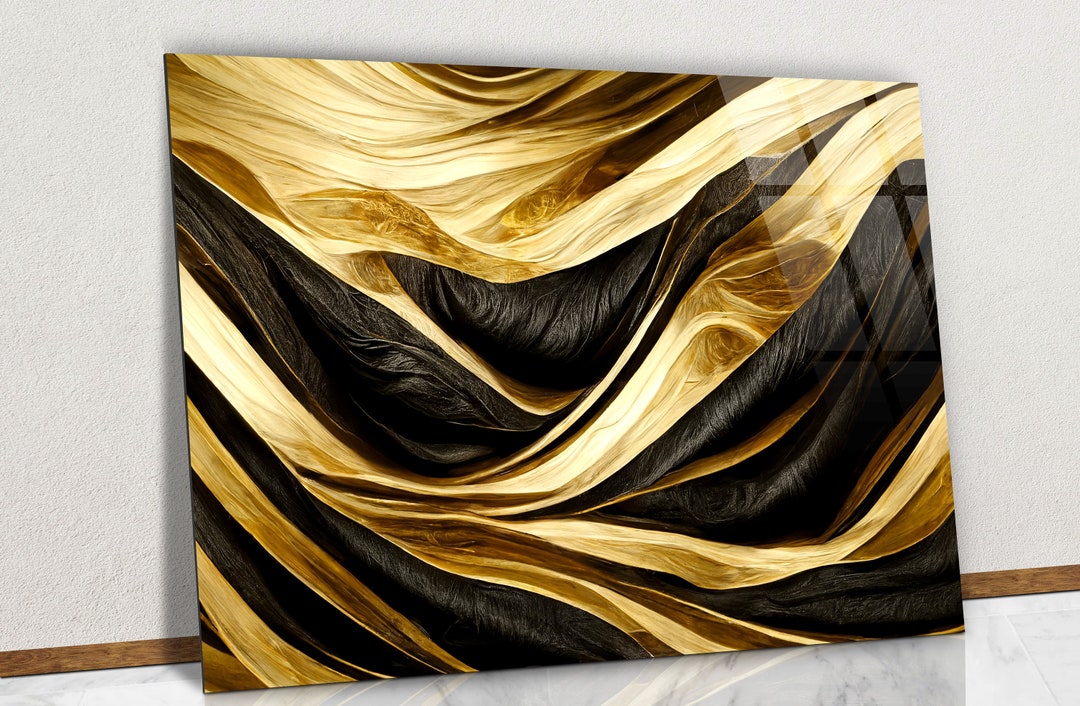 Black And Gold Glass Wall Art