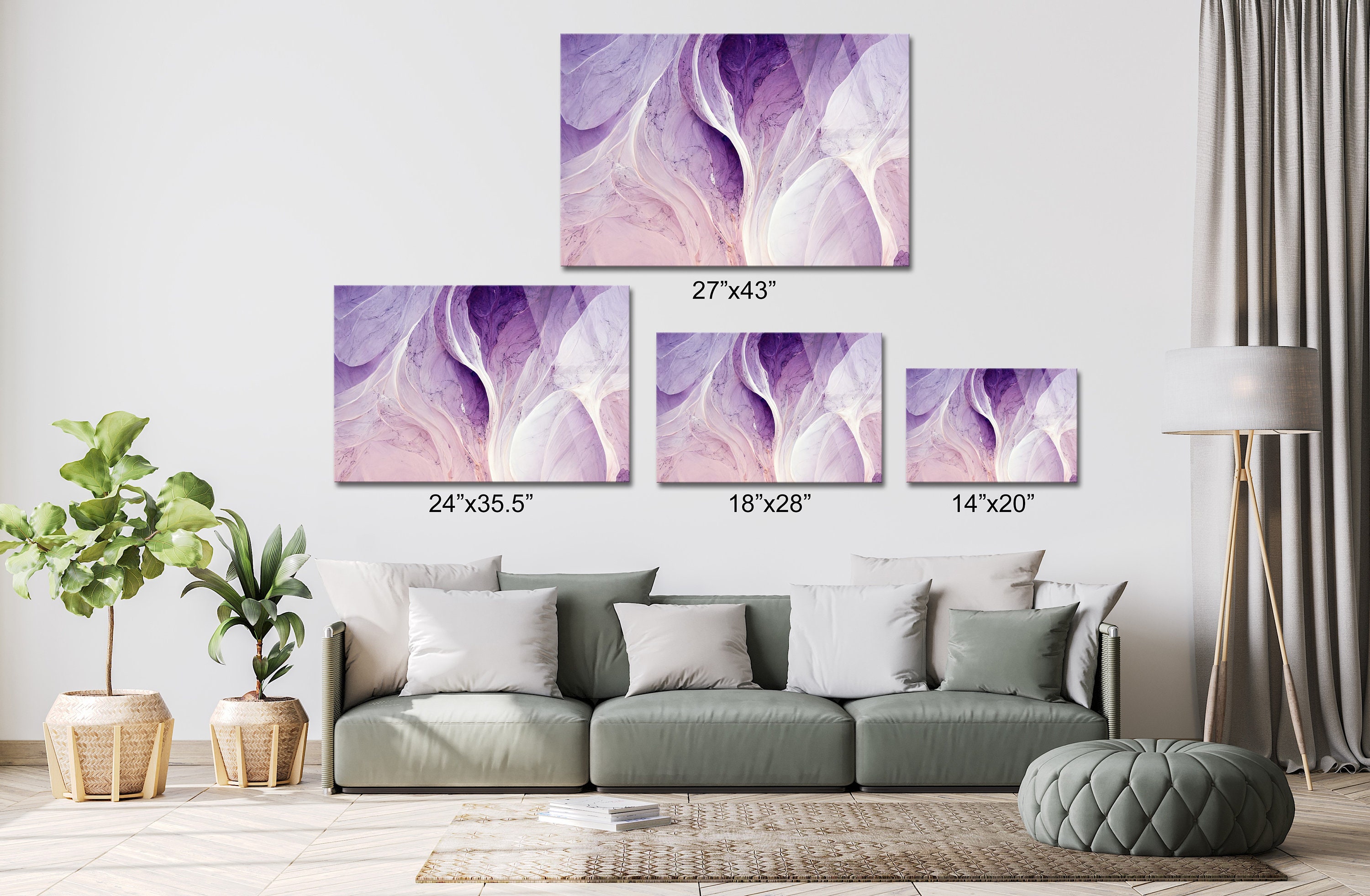 Abstract Luxury Purple Marble Glass Wall Art, Pink Purple Glass Print