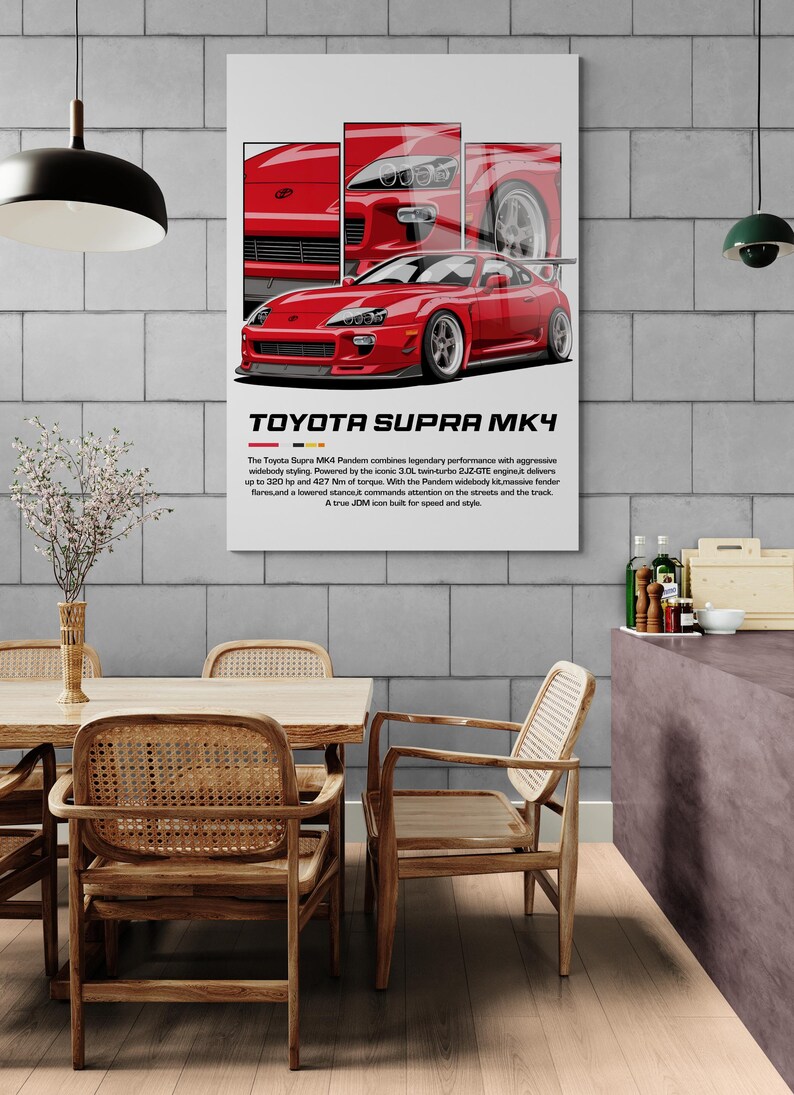 Toyota Supra MK4 Pandem JDM Poster Print, 2JZ Legend Car Wall Art ...