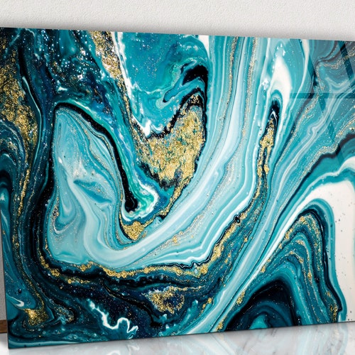 Tempered Glass Wall Art Ocean Colors Glass Print Shiny Ocean Etsy