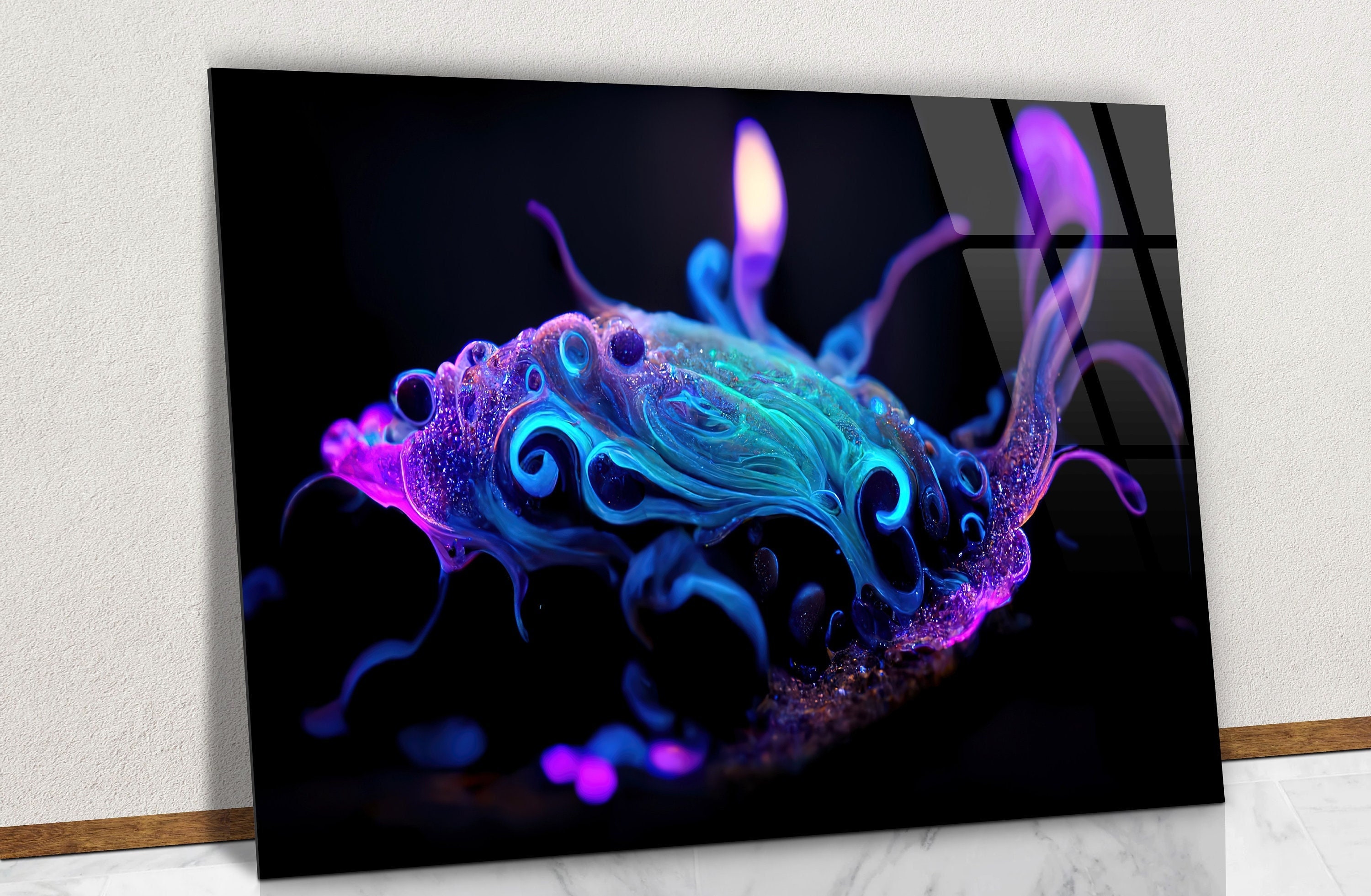 Plankton of Glow in the Dark Glass Wall Art, Fantastic, Amazing