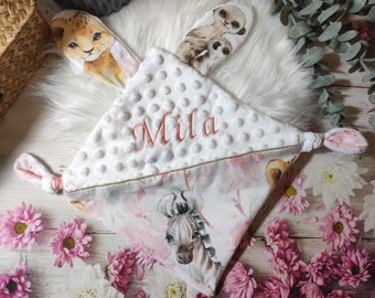Personalized baby comforter, birth gift, animal comforter, girl comforter, boy comforter, flat comforter