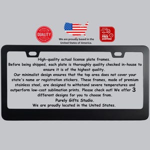 Black Powder Coated Stainless Steel License Plate Frame: DIY Craft Supply
