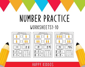 Övningsblad med siffror 1-10 – Matematik för förskolan (utskrivbar PDF)