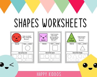 Shapes Worksheets for Kids | Printable PDF | Early Geometry, Tracing & Recognition Activities | Instant Download