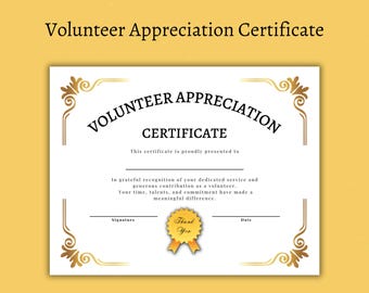Certificado de agradecimiento al voluntario, Semana del voluntariado, Voluntario de aula, Voluntario de la tercera edad, Voluntario de la iglesia, Gracias voluntario, Imprimible