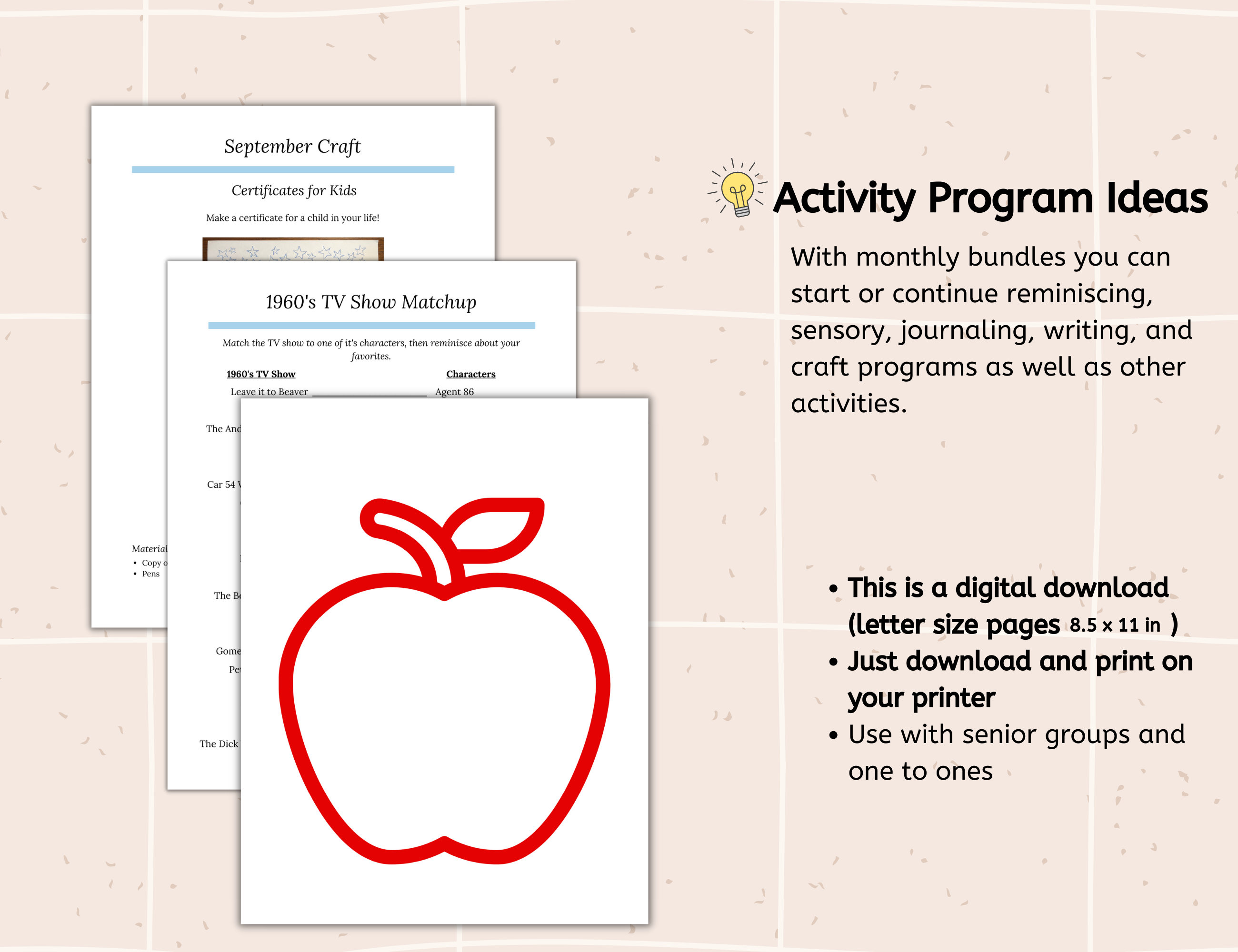 September Activity Bundle for Senior Activities, Reminiscing, Sensory