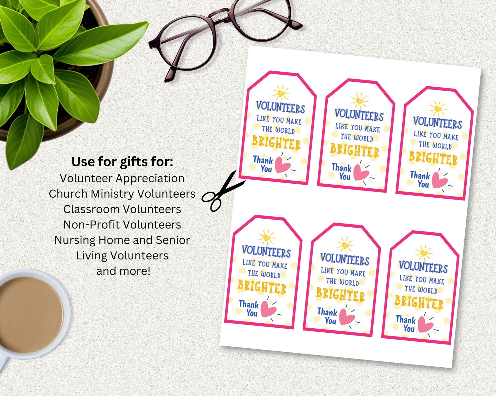 Volunteer Appreciation Gift Tags Printable Thank You Tags for Church ...