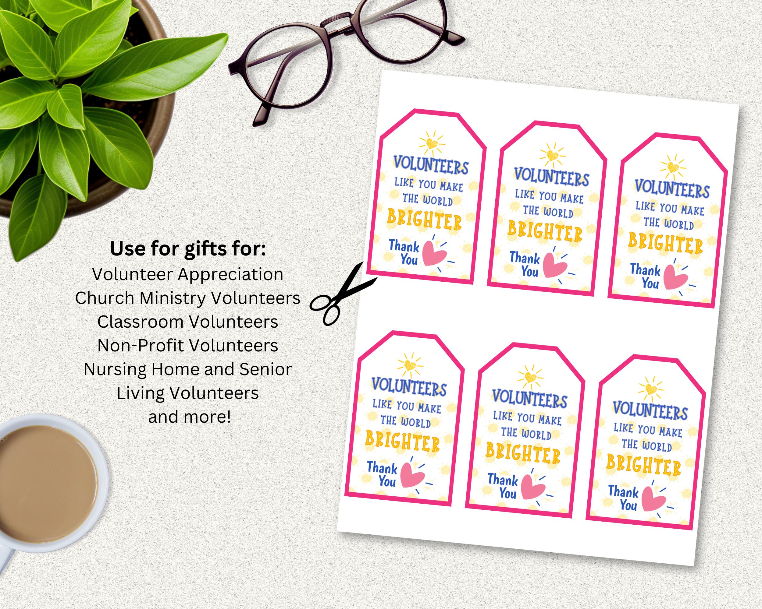 Volunteer Appreciation Gift Tags Printable Thank You Tags for Church ...