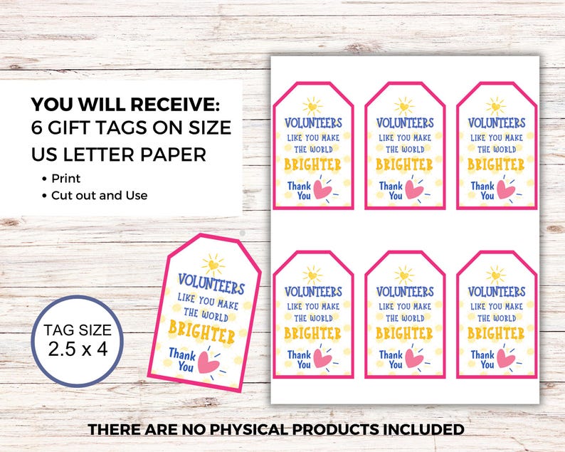 Volunteer Appreciation Gift Tags Printable Thank You Tags for Church ...