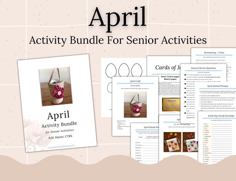 April Activity Bundle for Senior Activities Reminiscing Etsy