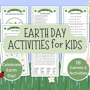 Earth Day Activities and Games for Kids Printable, Earth Day Games and Coloring Pages, Earth Day Crafts, Earth Day Week Activity Sheets
