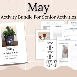 May Activity Bundle for Senior Activities, Reminiscing, Sensory, Journaling, Crafts, Card Making, Writing, Printables