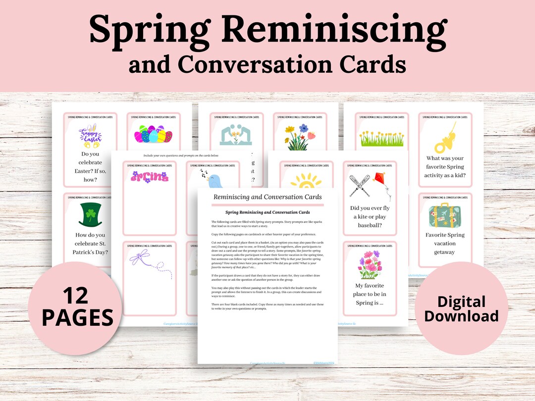 Spring Reminiscing and Conversation Cards Printable Reminiscing ...