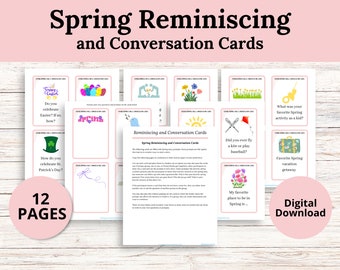 Tarjetas de conversación y recuerdos de primavera Actividad de recuerdo imprimible, Actividad para personas mayores, Actividad familiar, Actividad intergeneracional