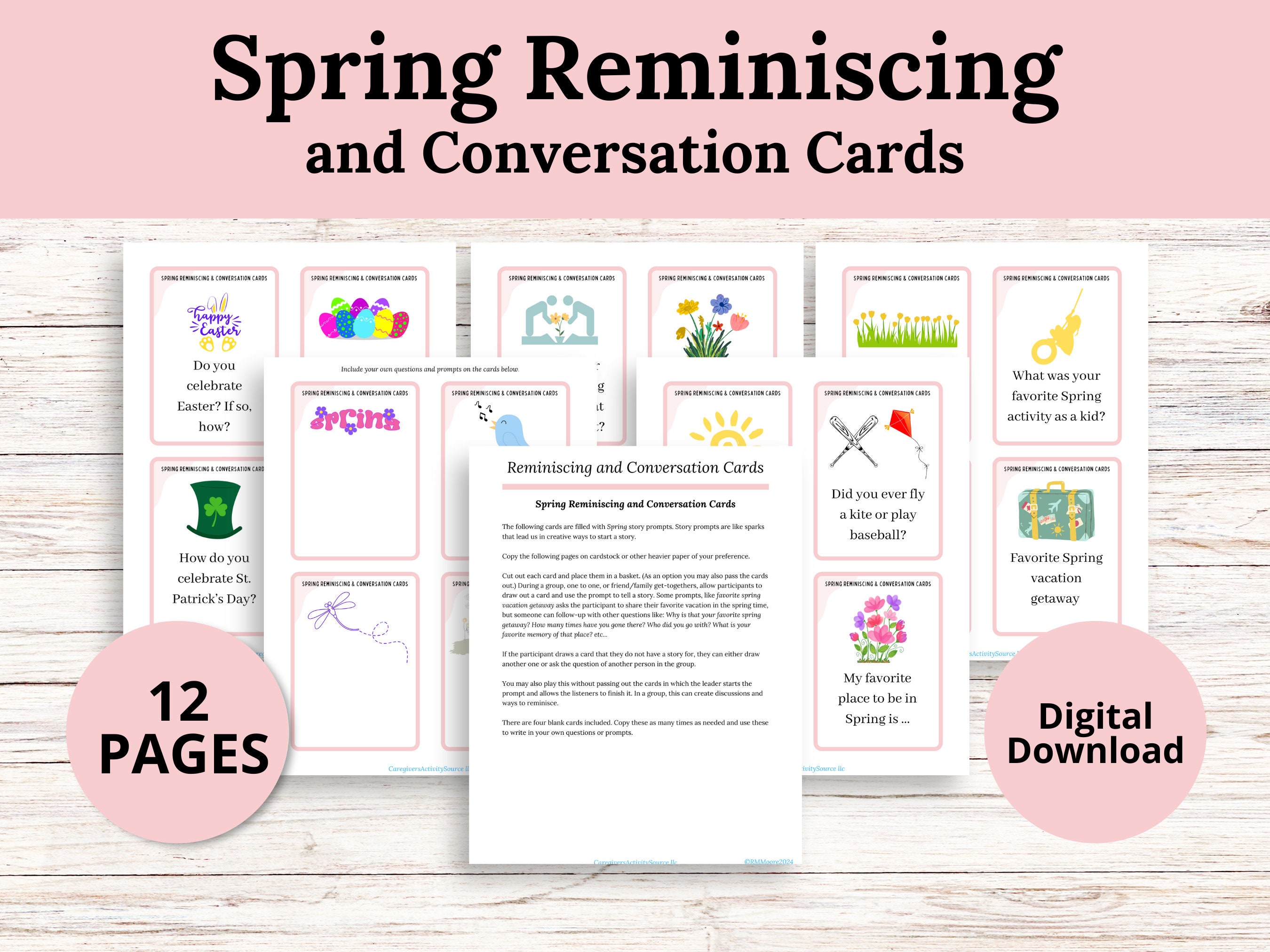 Spring Reminiscing and Conversation Cards Printable Reminiscing ...