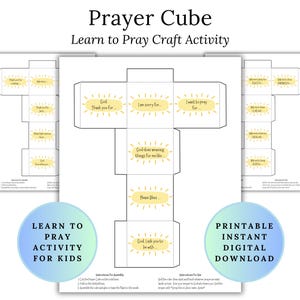 Prayer Cube Craft Activity for Kids, Learn to Pray Activity Lesson for Sunday School and Family Prayer Time, Christian Prayer Game Printable