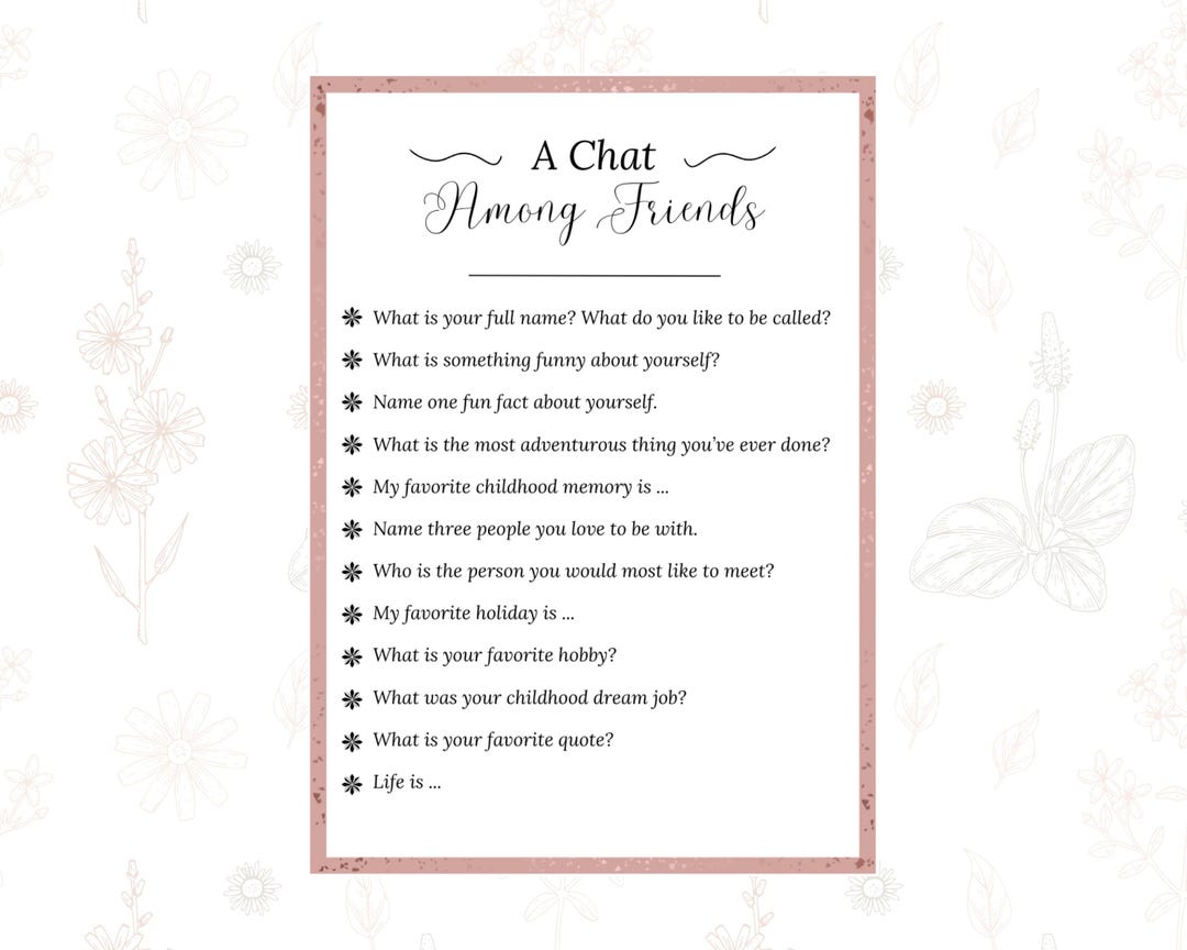 Conversation Cards Printable Conversation Starters, Icebreaker Game ...