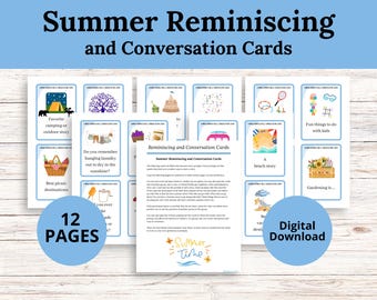 Summer Reminiscing and Conversation Cards Printable Game for Senior and Family Activities with Grandparents, Dementia & Memory Care Activity