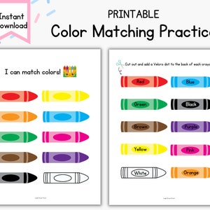 Color Matching Printable - Busy Book - Preschool - Color Learning - Homeschool - Learn Colors - Colors Activity - Printable - Color Sorting
