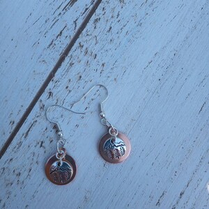 Rose gold and silver Mountain and tree earrings