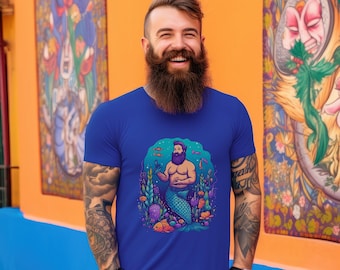 LGBTQ+ Bear Pride Merman T-Shirt - Gay Bear Underwater Fantasy Apparel