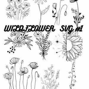 Wildflower bundel Svg, bloemen Svg, minimalistische SVG, minimalistische bloemboeket, wilde bloemen Clipart, Cricut