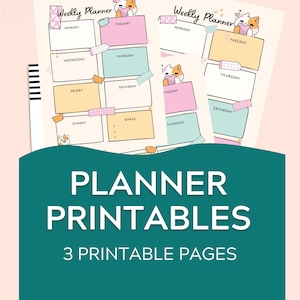 Cute Planner Daily Planner, Weekly Planner, Monthly Planner, Printable Planner, Instant Download, Kawaii Stationary