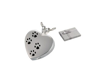 Collana A Cuore Con Urna Per Ceneri Animale Domestico – Gioiello Commemorativo In Acciaio Inox Con Impronta Zampa