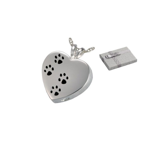 Collana A Cuore Con Urna Per Ceneri Animale Domestico – Gioiello Commemorativo In Acciaio Inox Con Impronta Zampa