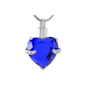 Feuerbestattung Schmuck Asche Urne Halskette Gedenkanhänger Andenken blaues Herz Medaillon mit Trichter Füllset und Schlangenkette